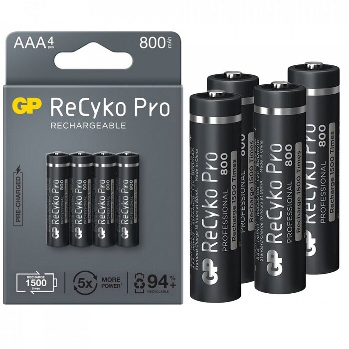 AAA batterijen oplaadbaar 800mAh GP Recyko pro (4 stuks)