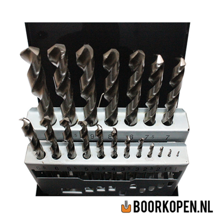 Metaalborenset HSS geslepen 19 delig