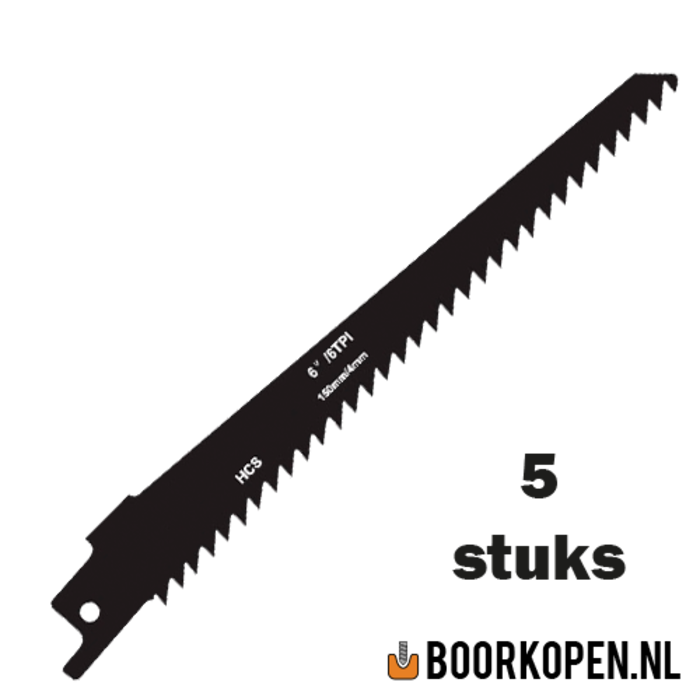 Zaagblad reciprozaag hout 150mm 6 TPI