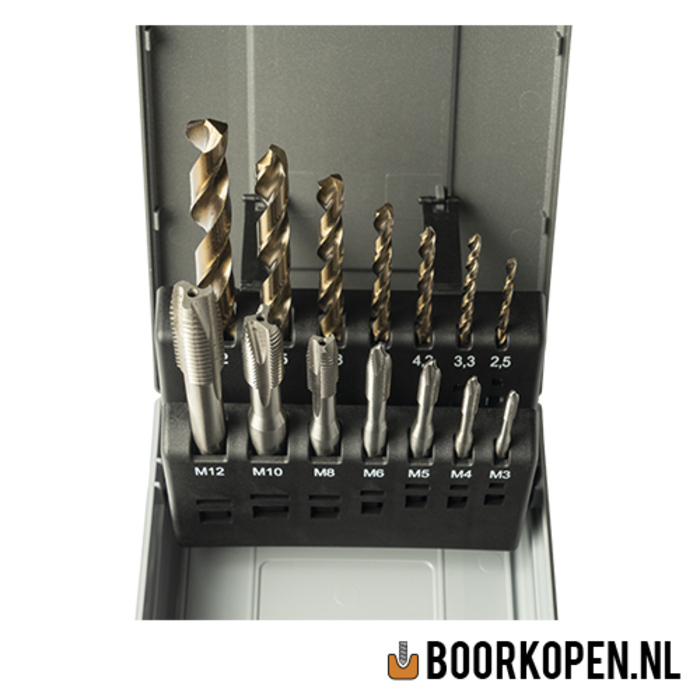 Machinetapset HSS cobalt doorlopend metrisch 14 delig