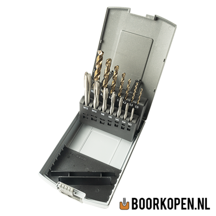 Machinetapset HSS cobalt doorlopend metrisch 14 delig