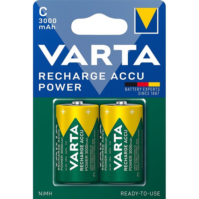 C batterijen oplaadbaar 3000mAh Varta (2 stuks)