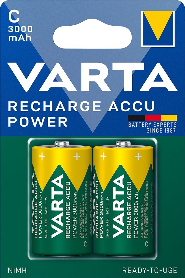 C batterijen oplaadbaar 3000mAh Varta (2 stuks)
