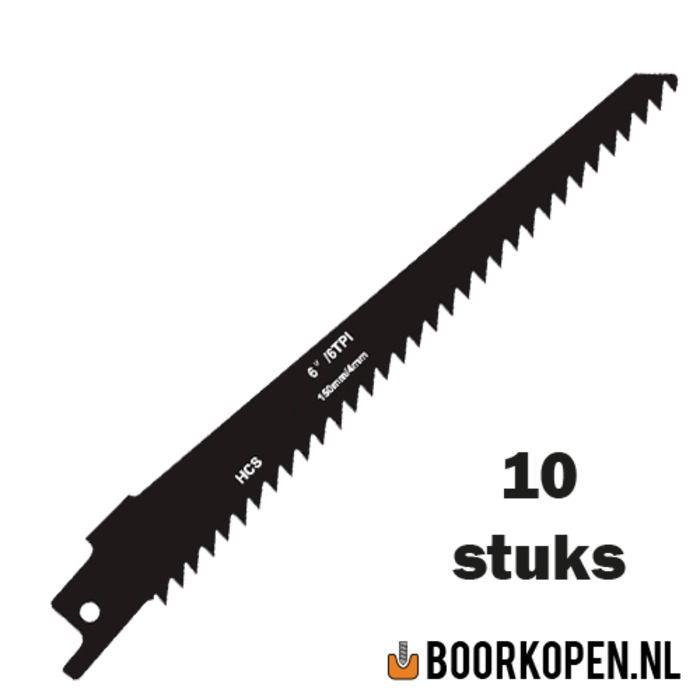 10 stuks zaagblad reciprozaag hout 150mm 6 TPI