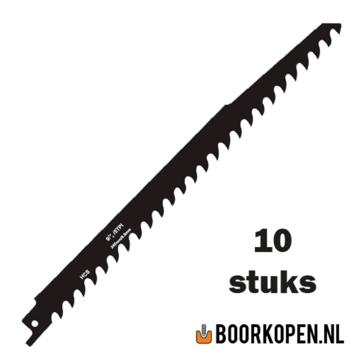 10 stuks zaagblad reciprozaag hout 240mm 3 TPI