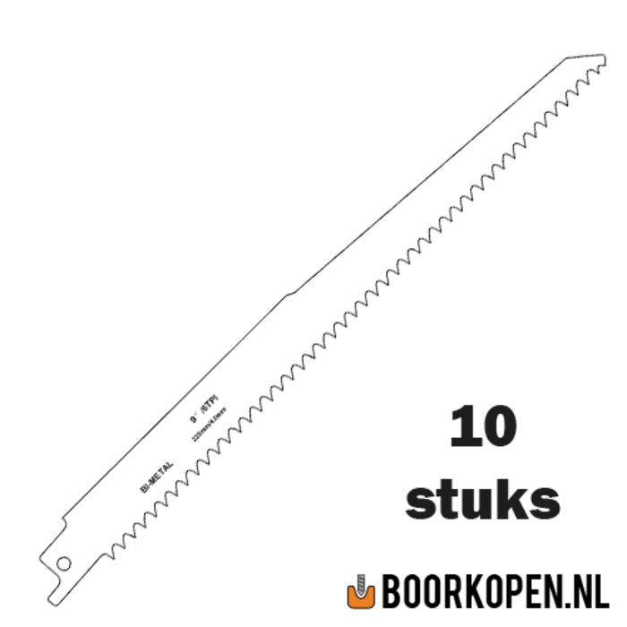 10 stuks zaagblad reciprozaag universeel hout en metaal 225mm 6 TPI