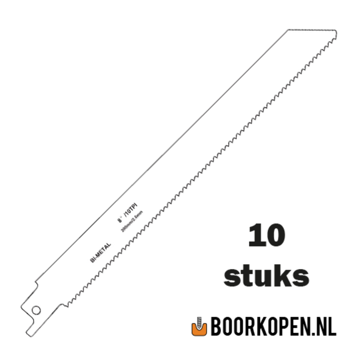 10 stuks zaagblad reciprozaag universeel hout en metaal 200mm 10 TPI