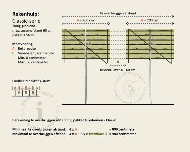 Rode leibeuk - Rek 200x130 cm - pakket 4 stuks