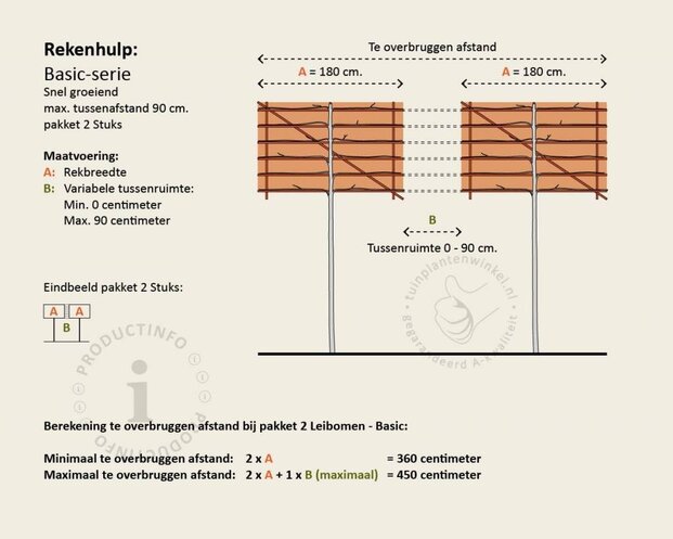Leiplataan - Rek 180x110 cm - Pakket 2 stuks