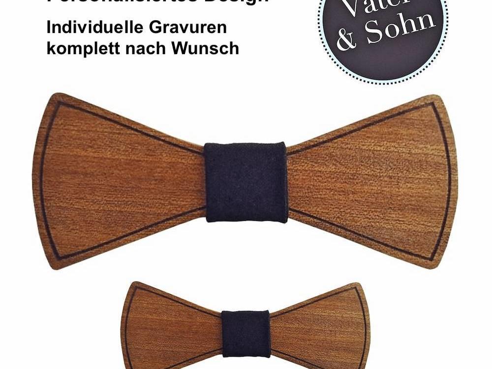 Holzfliegen Set Vater & Sohn - Individuelles Design