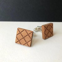 Manschettenknöpfe Holz 'Geo-Muster'