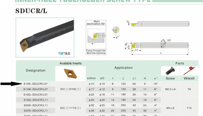 Bohrstange S10K-SDUCR 07 für Innendrehen