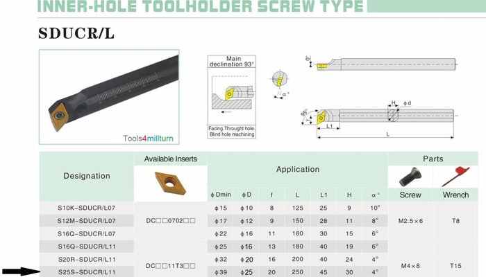 Bohrstange S25S-SDUCR 11 für Innendrehen