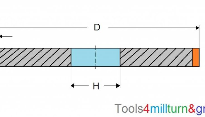 Diamantschleifscheibe D200 x T16 x X6 x H32mm Form RW100 1A1