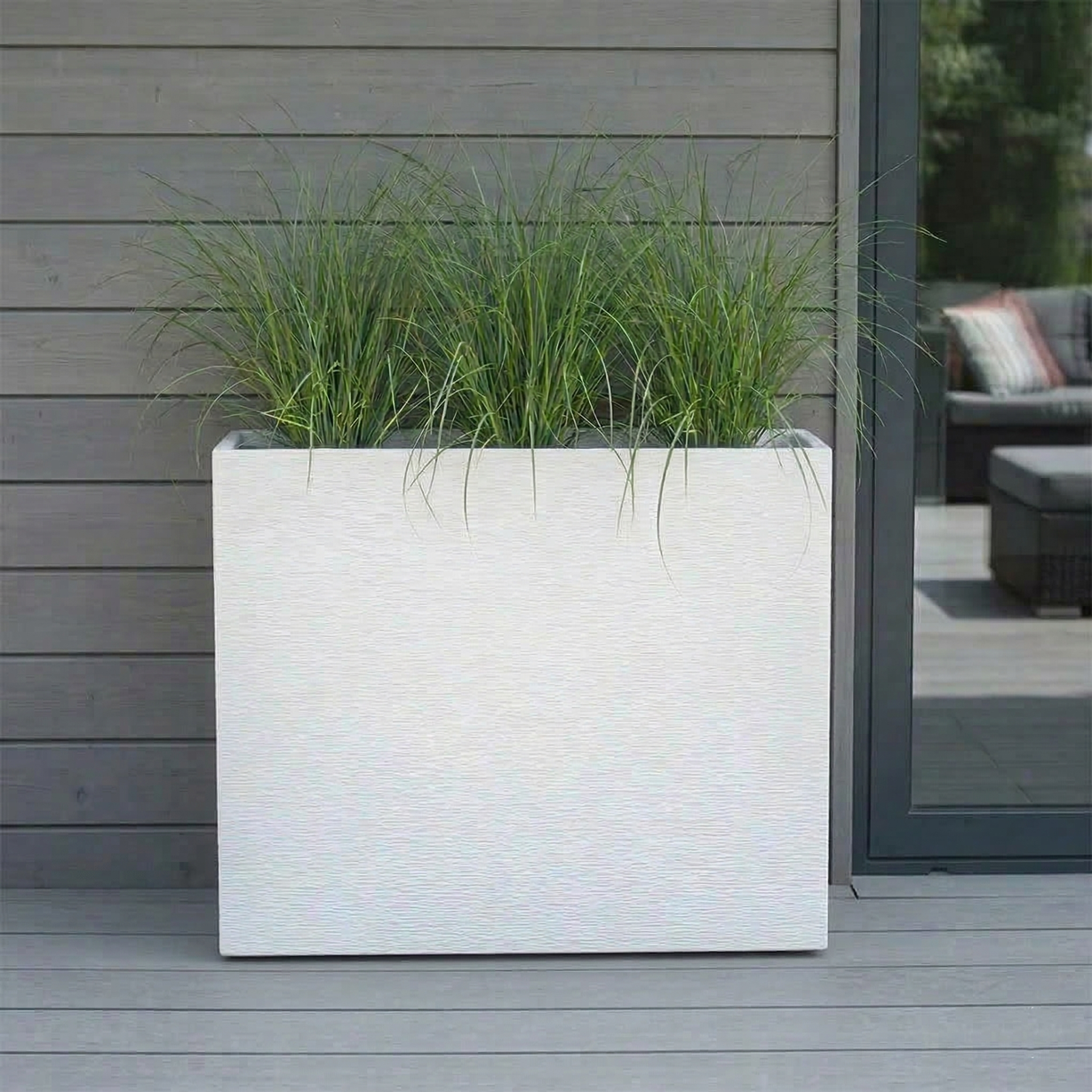 Ikala Hoge plantenbak voor buiten en binnen 100 cm | Wit | Ripple