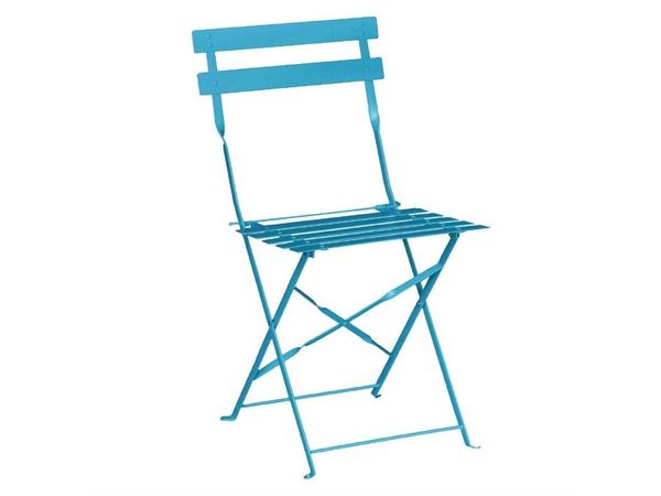 Klappbare Terrassenstühle | 2 Stück | Sitzhöhe: 44cm | Stahl | Azurblau