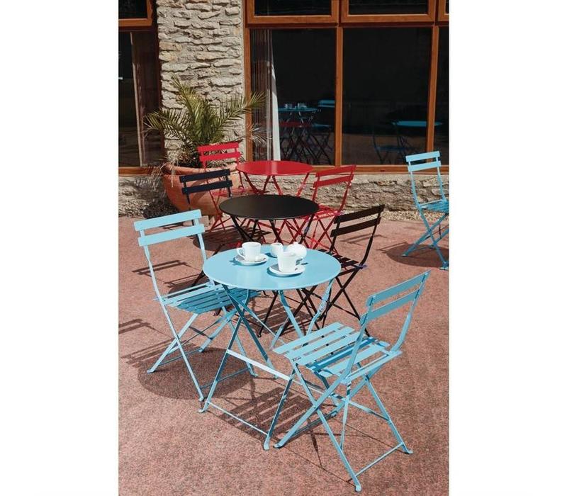 Klappbare Terrassenstühle | 2 Stück | Sitzhöhe: 44cm | Stahl | Azurblau