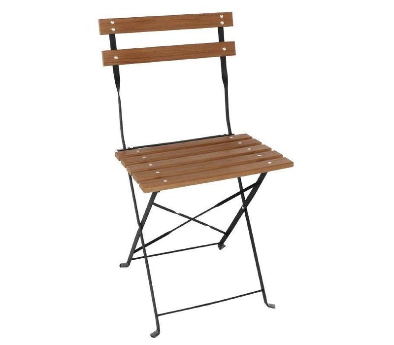 Klappbare Terrassenstühle | 2 Stück | Sitzhöhe: 48cm | Holzimitat