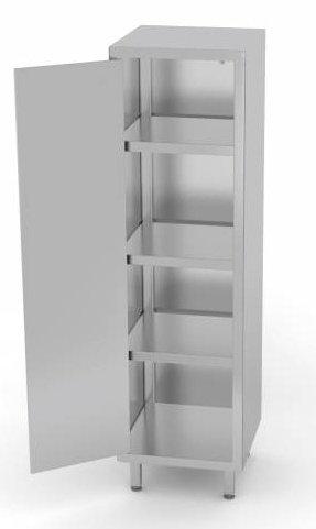 Edelstahl Schrank + 1 Klapptür + 3 Ablagen | HEAVY DUTY | Tiefe