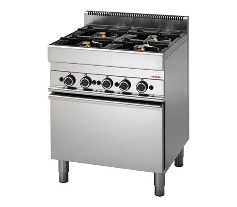 Gas-Herd | Modular | 4 Brenner | mit Backofen | 85(h)x65x70cm