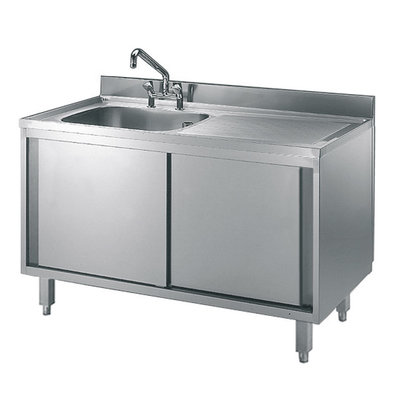 Edelstahl Arbeitsschrank + Waschbecken
