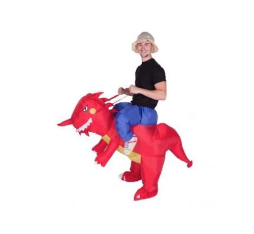 Opblaasbare rode dinosaurus kostuum