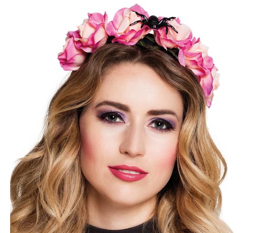 Halloween diadeem rozen met spin