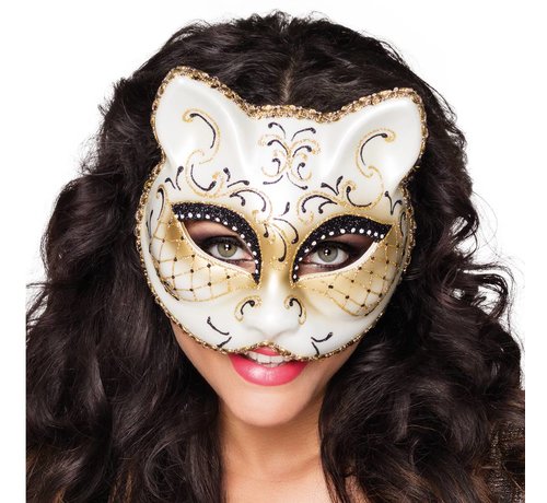 Luxe poezen masker wit