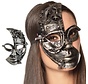 Steampunk half-gezichts masker zilver