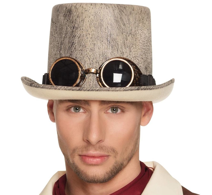 Steampunk hoed met bril