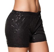 Zwarte glitter short