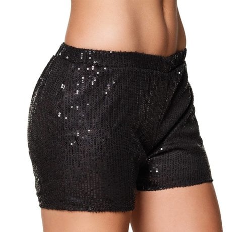 Zwarte glitter short