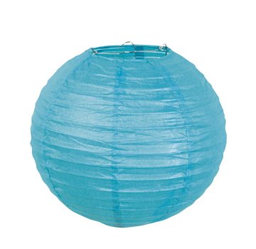 Papieren lampion turquoise met draad frame