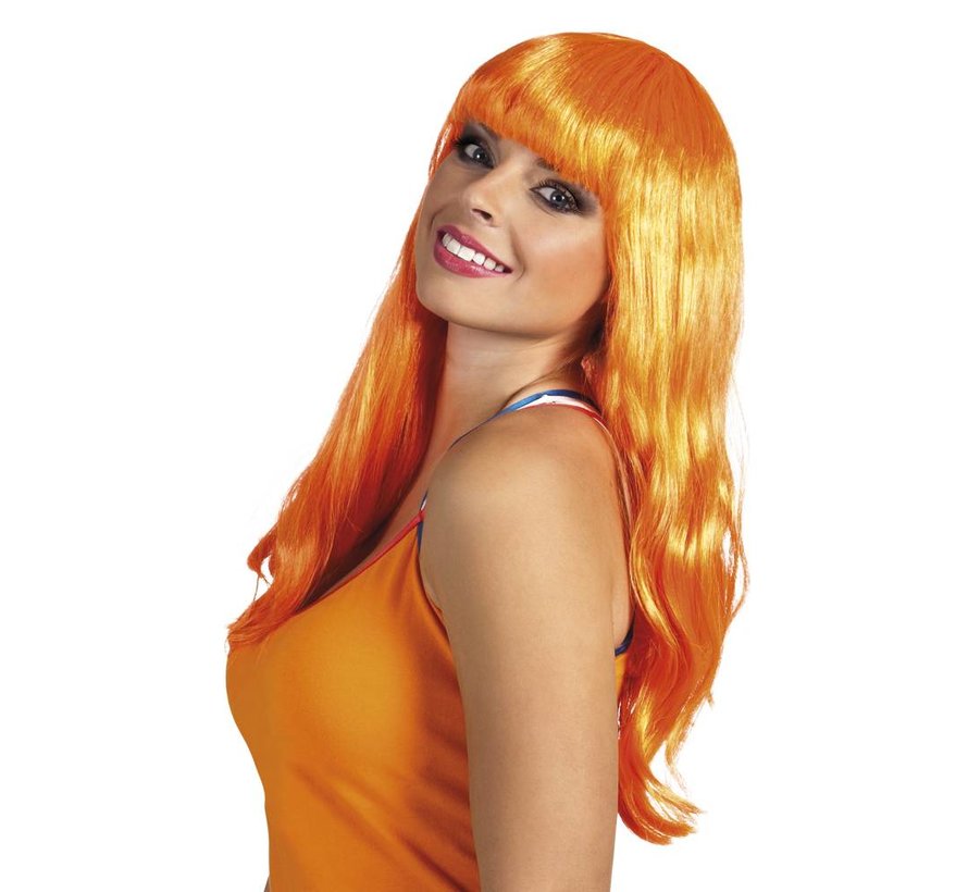 Goedkope oranje pruik lang haar