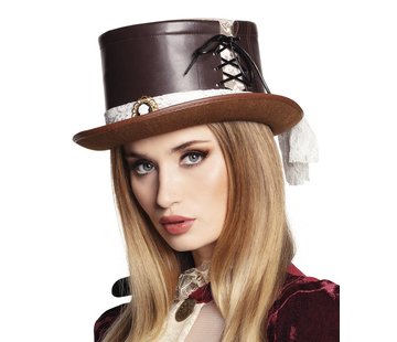 imitatie leren steampunk hoed Steambride