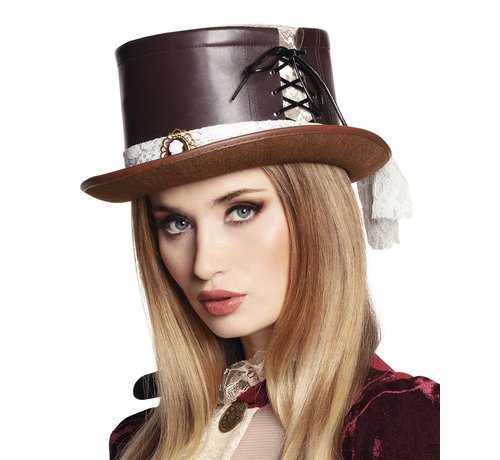 Dames imitatie leren steampunk hoed Steambride