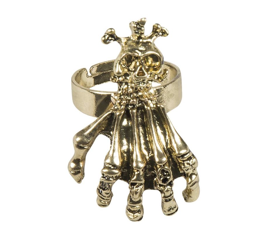 Ring Skull claw goudkleurig