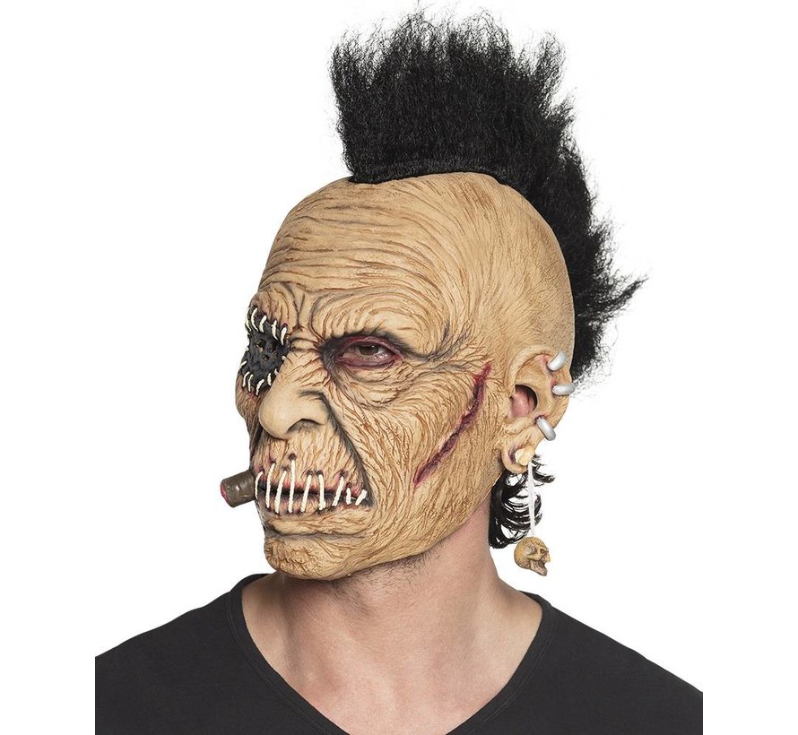 Latex hoofdmasker Horror rocker met haar