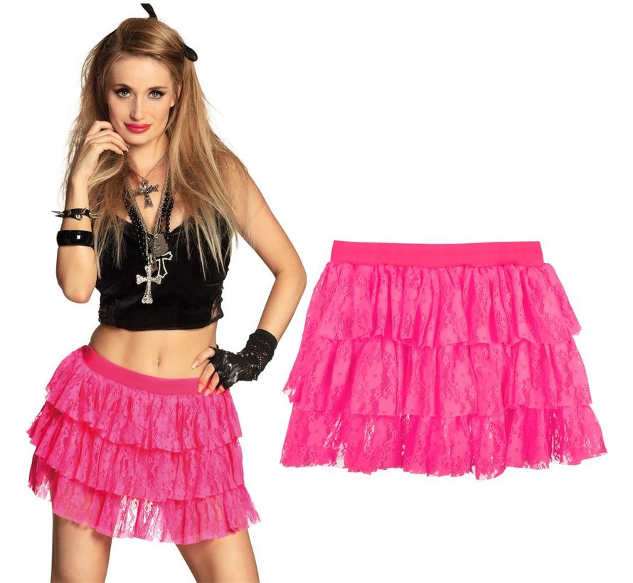 Neon roze Minirokje Lace