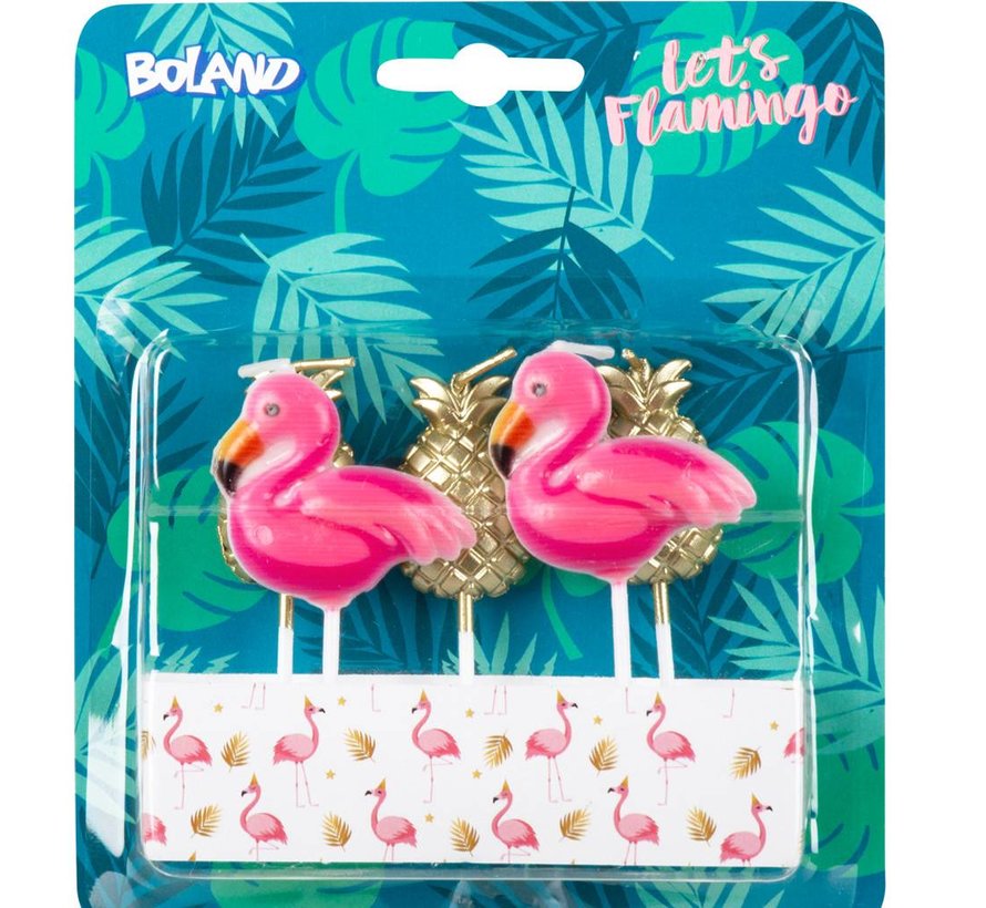 Flamingo/ananas kaarsjes op prikker