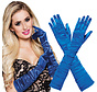 Handschoenen geplooid satijn blauw