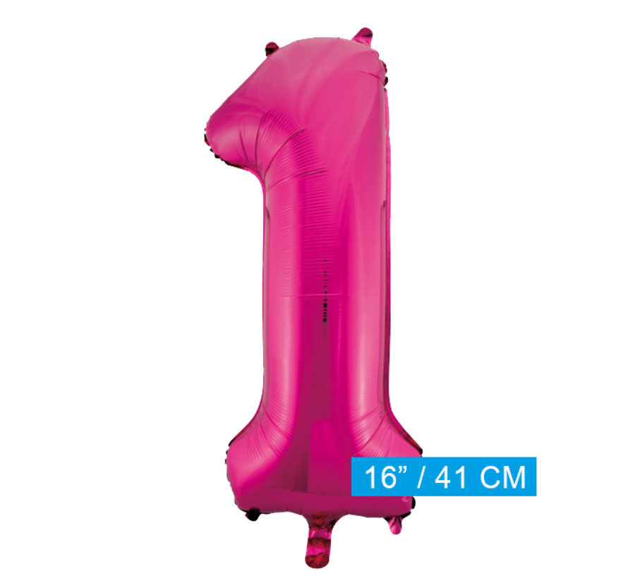 Folie cijfer ballon  pink roze 1