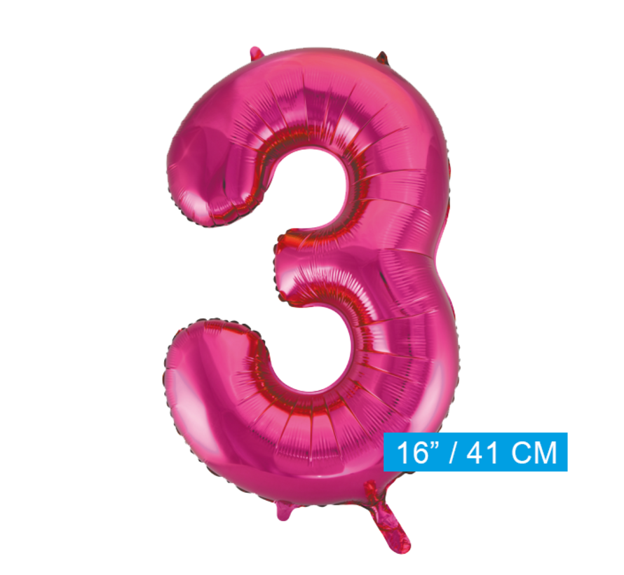 Folie cijfer ballon  pink roze 3