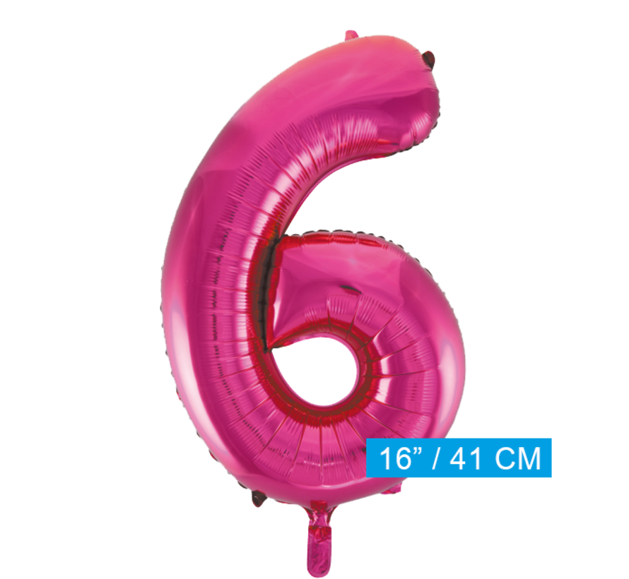 Folie cijfer ballon  pink roze 6