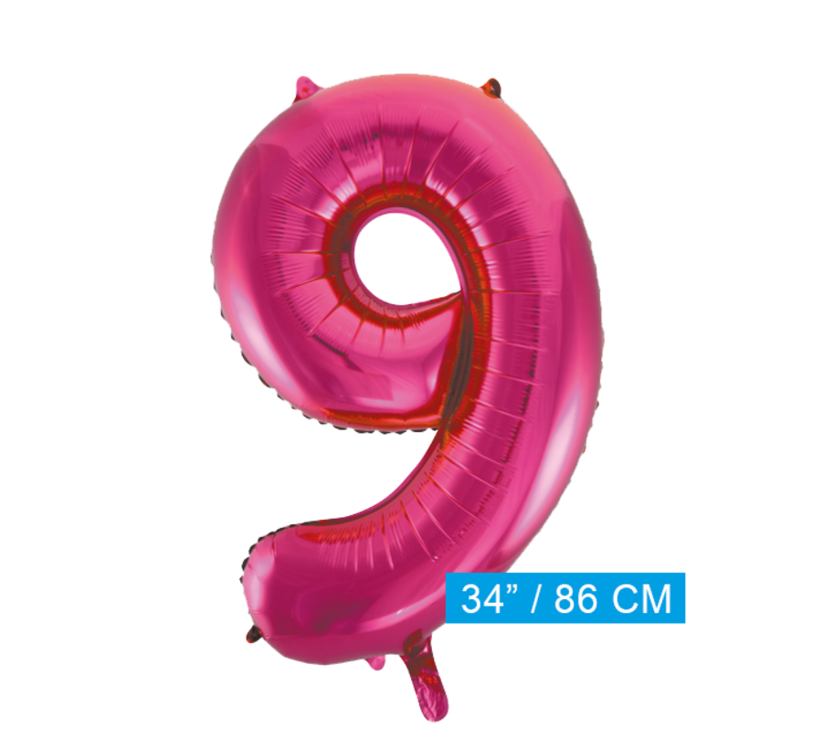 Helium roze cijfer ballon  9