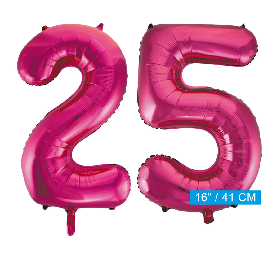 Folie cijfer ballonnen  pink roze 25