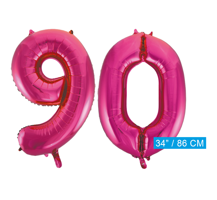 Helium roze cijfer ballonnen 90