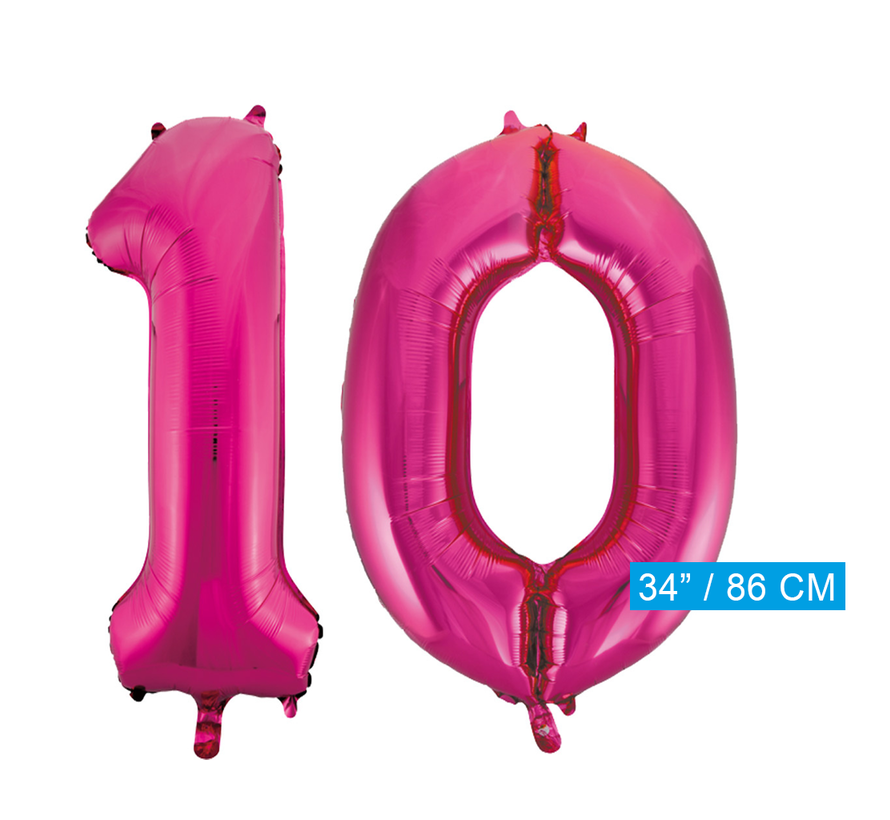 Roze folie ballonnen cijfers  10