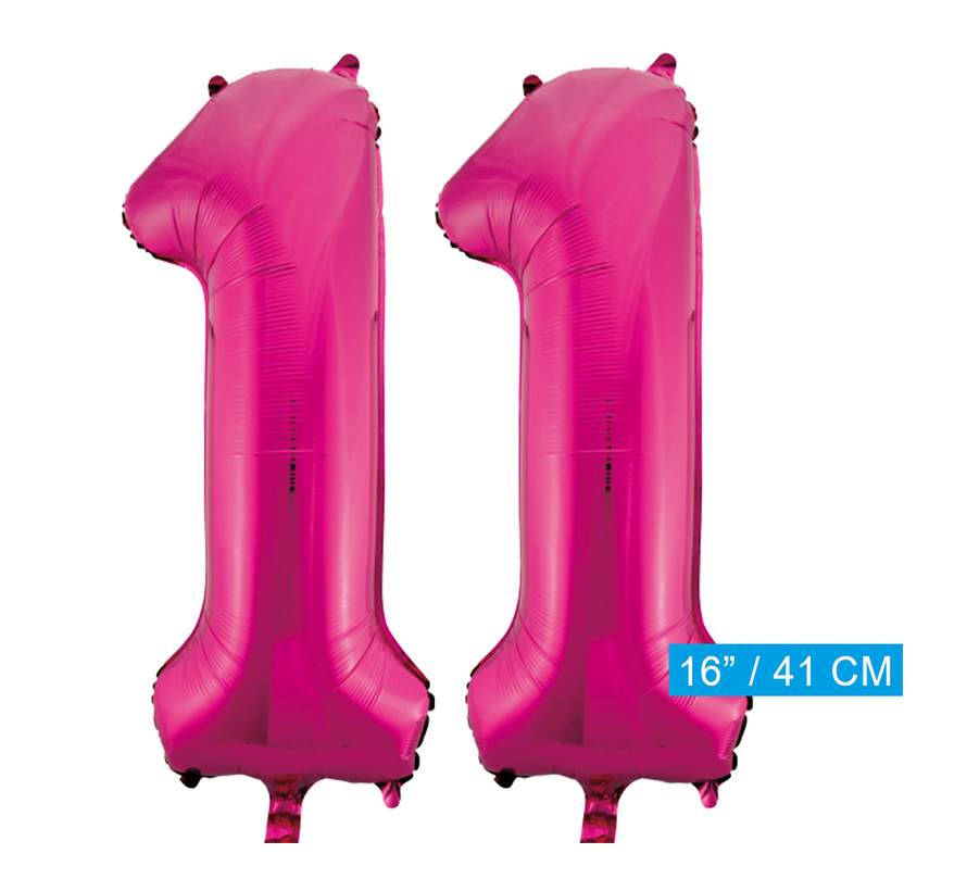 Folie cijfer ballonnen  pink roze 11