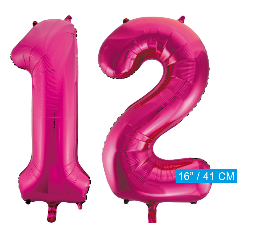 Folie cijfer ballonnen  pink roze 12